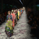 PICTURE TAKEN WITH A TILT AND SHIFT LENS - Models present creations for fashion house Gucci during the women Spring / Summer 2016 Milan's Fashion Week on September 23, 2015 in Milan. AFP PHOTO / TIZIANA FABI (Photo credit should read TIZIANA FABI/AFP/Getty Images)